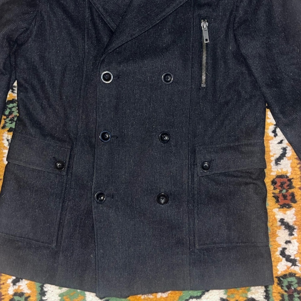Jack&Jones Romeo WoolCoat -fully lined -detail!-heavy-pockets-EUC-Sz L 😍… - Picture 13 of 15